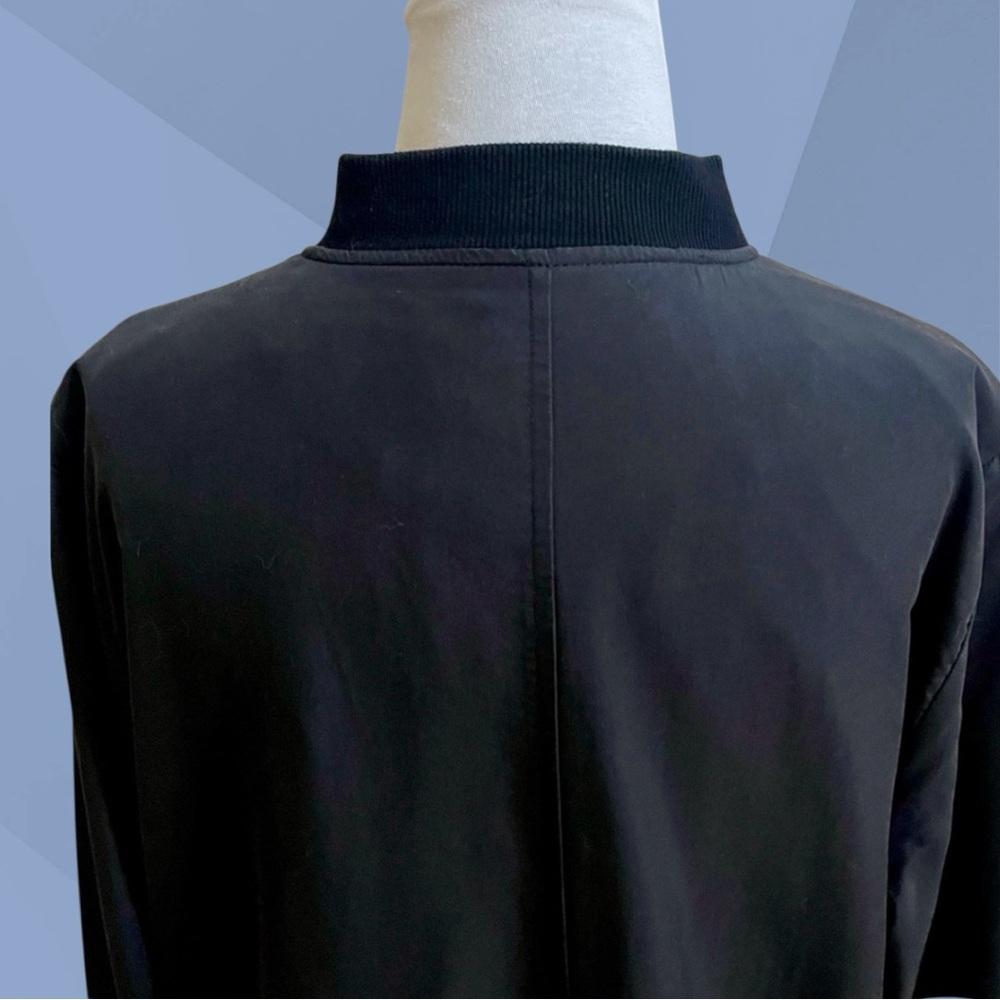 Max Jeans Black Lightweight Bomber Jacket Minimalist Unisex Size Large - Picture 7 of 10